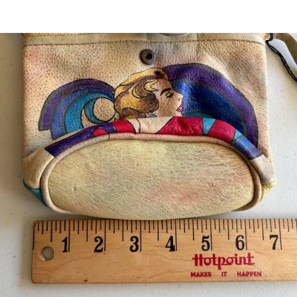 Emily Ann Painted Leather Crossbody Bag Pretty Woman Pop Art Vintage Set